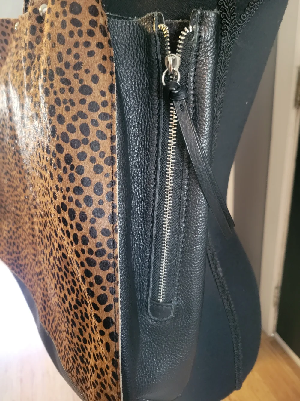 Sanctuary Leopard-Print Hobo with Black Trim